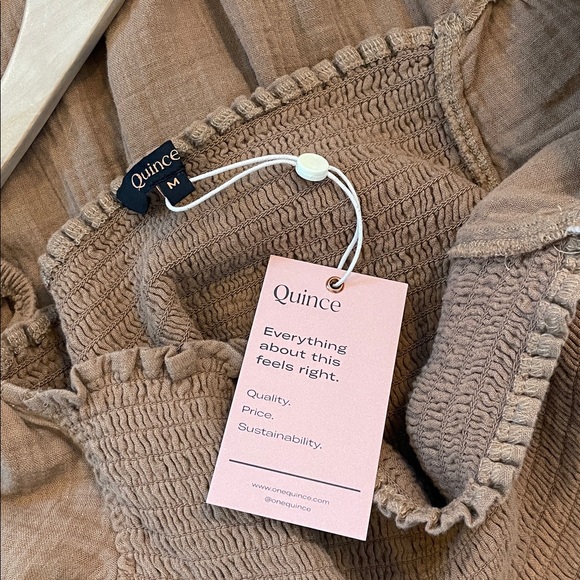 NWT Quince 100% Organic Cotton Gauze Maternity Smocked Midi Dress - Picture 6 of 7